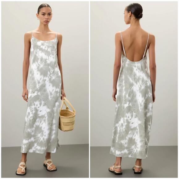 Thakoon Collective Green & White Tie Dye Scoop Back Maxi Dress Size 6 - Picture 10 of 12